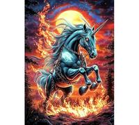 MAXBYE 5D Horse Diamond Painting Art Kits pour Adulte, DlY Animale Full Drill Diamond Art Kit Flamme Gemme Point Croix Simple Kits pour Débutant, Cristal Artisanat Maison Décor 30X40cm