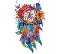 MAXBYE Diamond Painting Pendentif, Diamond Painting Hanging Images de Fenêtre avec Chaîne, Attrape-rêves Coloré Broderie Diamant Pendentif pour Adulte Diamant Art Porte et Fenêtre Décoration 20x20 cm