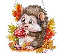 MAXBYE Diamond Painting Pendentif Hérisson Mignon, Diamond Painting Art Hanging Images de Fenêtre avec Chaîne, Broderie Diamant Pendentif pour Adulte Diamant Art Porte et Fenêtre Décoration 20x20 cm