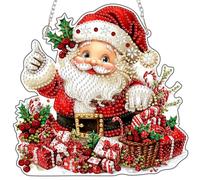 MAXBYE Diamond Painting Pendentif le Père Noël, Diamond Painting Hanging Images de Fenêtre avec Chaîne, Broderie Diamant Pendentif pour Adulte Diamant Peinture Art Porte et Fenêtre Décoration 20x20 cm