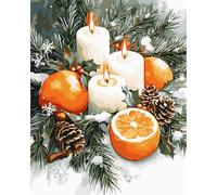 MAXBYE Peinture Numéros pour Adulte, Christmas DIY Pommes de Pin Easy Paint by Numbers Débutants, Peinture Acrylique et Pinceaux Pour la Décoration de la Maison Art Cadeau 40x50cm