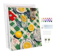 MAXBYE Poker Peinture Numéros pour Adulte avec Cadre, DIY Acrylique avec Peintures et Pinceaux pour Débutants, Citrons Paint by Numbers Pour Décoration de la Maison Cadeau 30x40cm