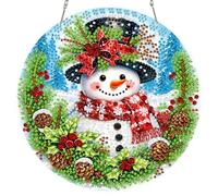 MAXBYE snowman Noël Diamond Painting Pendentif Kits pour Adulte | DIY Complet Peinture Diamant Ornements Kits, 5D Suspendus Diamond Art Pendentif Maison Fenêtre Noël Décor Cadeaux 20x20 cm