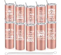 Maxcheck Lot de 10 gobelets à eau de 590 ml pour enseignant, cadeau d'anniversaire pour enseignant, « It Takes a Big Heart to Shape Little Minds », 591 ml, 10 styles