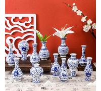 Maxcheck Lot de 12 mini vases chinois en porcelaine bleu et blanc vintage en céramique faite à la main pour maison, bureau, étagère, centres de table, décoration de Noël (classique)