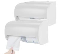 Maxcheck Lot de 2 distributeurs de papier toilette commercial double porte-papier toilette compact à deux rouleaux de rangement mural pour salle de bain et cuisine, design côte à côte (blanc)