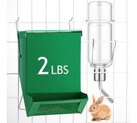 Maxcheck Lot de 2 mangeoires à lapin et bouteille d'eau de 355 ml pour cages avec couvercle en métal pour cochon d'Inde, hamster, chinchillas, gerbilles et autres petits animaux