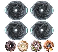 Maxcheck Lot de 4 moules à gâteau cannelés en silicone anti-adhésif réutilisables pour la cuisson de beignets, muffins, cupcakes avec poignée robuste, pour brownie, 29,1 x 24,1 x 8 cm