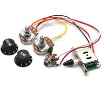 MAXCHEER Faisceau de câblage 3 micros pré-câblés / Interrupteur 5 voies / Jack 1T1V Big Pots 500K / avec sortie 6,35 / boutons noirs pour guitare électrique