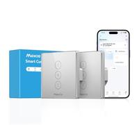 Maxcio Interrupteur Connecté WiFi Volet Roulant Tactile Alexa Argent | Interrupteur Intelligent Pour Rideau Compatible Google Home, Commande Vocale, Contrôle À Distance & Minuterie 2er
