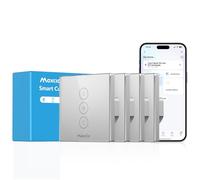 Maxcio Interrupteur Connecté WiFi Volet Roulant Tactile Alexa Argent | Interrupteur Intelligent Pour Rideau Compatible Google Home, Commande Vocale, Contrôle À Distance & Minuterie 4er