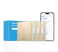 Maxcio Interrupteur Connecté WiFi Volet Roulant Tactile Alexa Doré | Interrupteur Intelligent Pour Rideau Compatible Google Home, Commande Vocale, Contrôle À Distance & Minuterie 4er