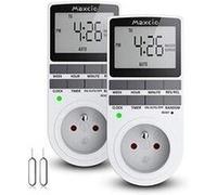 Maxcio prise programmable digitale, minuterie numérique journalier/hebdomadaire, programmateur prise electrique avec ecran lcd et mode aléatoire antiv G