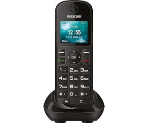 Maxcom MM35D SE - 2G - Gros Bouton - Téléphone Portable sans Fil pour la Maison et Le Bureau avec Carte SIM - Chargeur de Bureau USB-C - Prise Britannique - Noir