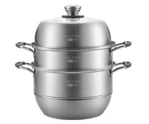 Maxcook 304SS Marmite Vapeur 3 Étages 30cm (Poignée en Silicone) MCZ743