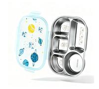 Maxcook Boîte à bento compartimentée à 5 compartiments en acier inoxydable 316 avec couvercle en PP motif astronaute spatial 26,5×19,5×6 cm
