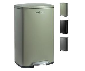MAXCRAFT Poubelle à pédale Rectangulaire Decobin Poignée 50L en Acier - Seau Intérieur et Couvercle Fermeture en Douceur en plastique recyclé - pour Cuisine Salon Bureau Salle de Bain Métal en Vert