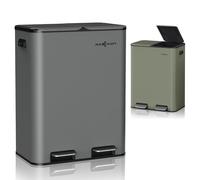 MAXCRAFT Poubelle à pédale Rectangulaire Decobin Poignée 60L en Acier - Seau Intérieur et Couvercle Fermeture en Douceur en plastique recyclé - Cuisine Salon Bureau Salle de Bain Métal en Anthracite