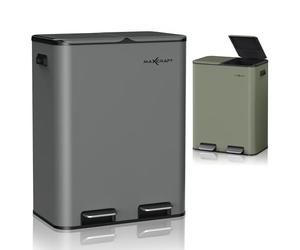 MAXCRAFT Poubelle à pédale Rectangulaire Decobin Poignée 60L en Acier - Seau Intérieur et Couvercle Fermeture en Douceur en plastique recy uisine Salon Bureau Salle de Bain Métal en Anthracite