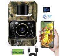MAXDONE Caméra Chasse WiFi Vision Nocturne - Camera de Chasse 48MP Vitesse de Déclenchement de 0.1 s, Caméra Bluetooth sans écran IP66 Extérieure étanche 1080 P HD avec Carte 32 GB