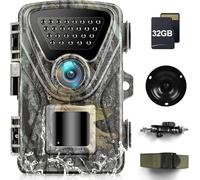 MAXDONE Caméra de Chasse 1520P 28MP Vision Nocturne 0,2S Étanchéité IP66 Camera Chasse Infrarouge 26 PCS Low Glow IR LEDs Nocturne avec Carte 32GB