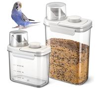 Maxdot Lot de 2 récipients de stockage de nourriture pour oiseaux, conteneurs à graines d'oiseaux avec couvercles hermétiques pour perroquets pour animaux domestiques, 1,7 l et 3 litres, becs verseurs