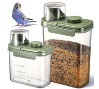 Maxdot Lot de 2 récipients de stockage de nourriture pour oiseaux, conteneurs à graines d'oiseaux avec couvercles hermétiques pour perroquets de 1,7 l et 3 litres, récipients à bec verseur faciles