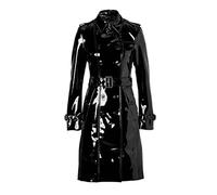MAXDUD Manteau de pluie Trench-coat élégant en cuir PVC brillant léger pour femme, L