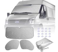 MaxEarn 3 pièces de protection solaire et thermique adaptées au Ford Transit Van MK7, pare-brise avant imperméable pour la cabine du conducteur, protection solaire intérieure pour l’obscurcissement, l