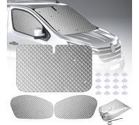 MaxEarn Ensemble de stores thermiques pour Renault Trafic 2001-2014, kit de 3 pièces de protection solaire de luxe pour Vauxhall Vivaro 2001-2014, protections UV pour pare-brise avant, stores solaires