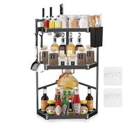 MaxEarn Étagère d'angle de cuisine | 3 niveaux de 60 cm réglable et extra | Étagère à épices autoportante en acier inoxydable - Organiseur triangulaire pour épices, vaisselle et accessoires de salle de