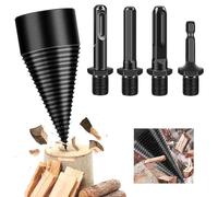 MaxEarn Fendeur de Buche, 50mm Fendeuse de Buches avec 4 Poignées, Conique Foret Fendeur de Bois ou de Bûches, Cône Bois Perceuse pour Fendre, Foret de Fendage de Bois pour Électrique