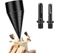 MaxEarn Fendeuse Bois Cône, 42mm Fendeur de Buche avec 2 Poignées de Forage, Fendeuse de Bûches pour Marteau Électrique, Foret de Fendage de Bois, Conique Fendeur de Bois pour Fendre Coupe Bois