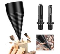 MaxEarn Fendeuse Bois Cône, 50mm Fendeur de Buche avec 2 Poignées de Forage, Fendeuse de Bûches pour Marteau Électrique, Foret de Fendage de Bois, Conique Fendeur de Bois pour Fendre Coupe Bois