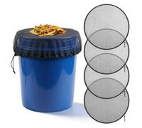 MaxEarn Filet Récupérateur Eau, 4 Pièces Diamètre 95 cm, Réglable Housse pour Tonneau avec Élastique, Anti-Moustique & Feuilles Filet pour Citerne Eau de Pluie, Couverture Baril