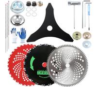 MaxEarn Kit de 19 lames de débroussailleuse, lame de débroussailleuse à pointe en carbure 36T de 22,9 cm + lame de tronçonneuse 20T de 22,9 cm + lame de coupe en carbure 80T de 25,4 cm + lame de