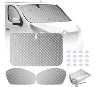 MaxEarn Kit de 3 stores thermiques luxueux pliants pour Renault Trafic 2015-2024 - Protection solaire d’été anti-UV et écran d’isolation d’hiver pour Vivaro NV300