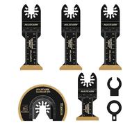 MaxEarn Lames de Scie Oscillante, 5Pcs Lame Scie Oscillante en Titane, Universelle Lame Outil Multifonction en Métal, Clous, Bois, Plastique, Compatible avec Fein, Dewalt, Black&Decker, Ryobi