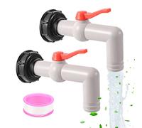 MaxEarn Lot de 2 robinets de vidange IBC 1" avec bec de tuyau 32 mm, S60 x 6 IBC - Adaptateur pour réservoir d'eau de pluie DN40/50