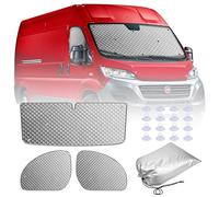 MaxEarn Lot de 3 tapis de protection solaire thermiques pour Fiat Ducato à partir de 2006, couverture intérieure de pare-brise avant, pare-soleil de cabine conducteur pour occultation, isolation