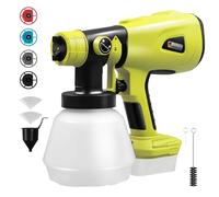 MaxEarn Pulvérisateur de peinture électrique sans fil pour Ryobi 18 V, système de pulvérisation portable avec 4 buses, 3 motifs et récipient de 1000 ml, pour meubles, clôture, mur (sans batterie)