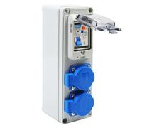 MaxEarn Répartiteur de courant de chantier 16 A, 250 V 2P, distributeur de courant avec interrupteur FI, interrupteur LS C32, 2 prises Schuko 250 V, étanche IP54, boîte de distribution murale pour
