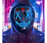 MAXEE LED masque halloween lumineux avec 3 modes d'éclairage, masque american nightmare, purge masque,masque neon,hacker masques tête de mort pour carnaval jeux de costumes cosplay parties