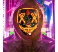 MAXEE LED masque halloween lumineux avec 3 modes d'éclairage, masque american nightmare, purge masque,masque neon,hacker masques tête de mort pour carnaval jeux de costumes cosplay parties
