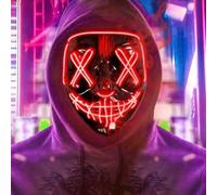 MAXEE LED masque halloween lumineux avec 3 modes d'éclairage, masque american nightmare, purge masque,masque neon,hacker masques tête de mort pour carnaval jeux de costumes cosplay parties