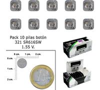 Maxell 10x 321 pile horloge argent oxyde pile bouton SR616SW 1,55 V 1 blister 18292800