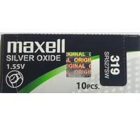 maxell 319 SR527SW Lot de 10 piles de montre à oxyde d'argent 1,55 V fabriquées au Japon