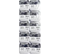 Maxell 321 SR616SW Lot de 1 x 10 pcs Oxyde d'argent 1,55 V Piles pour Montre fabriqué au Japon