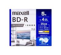 Maxell BRV25WPG.5S Lot de 5 disques Blu-ray BD-R pour enregistrement (prend en charge 1 à 4 vitesses X)