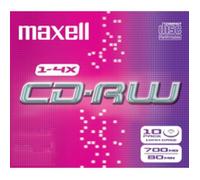 maxell CD-RW, 80 minutes, 700 Mo, 1-4x, en boŒtier 0,000000 Noir